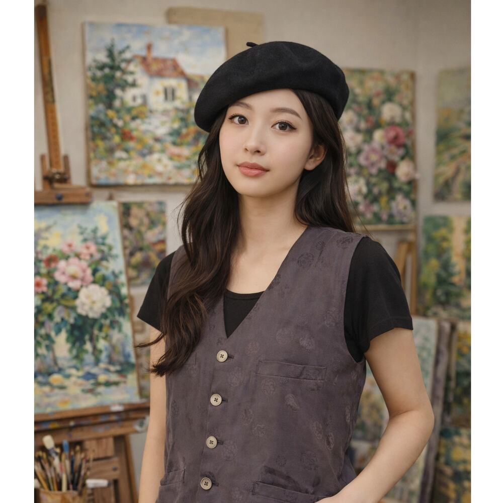 VTG Plum Blossoms Vest S Brown Unisex Chinese Jacquard Wadding Lined Button Asia